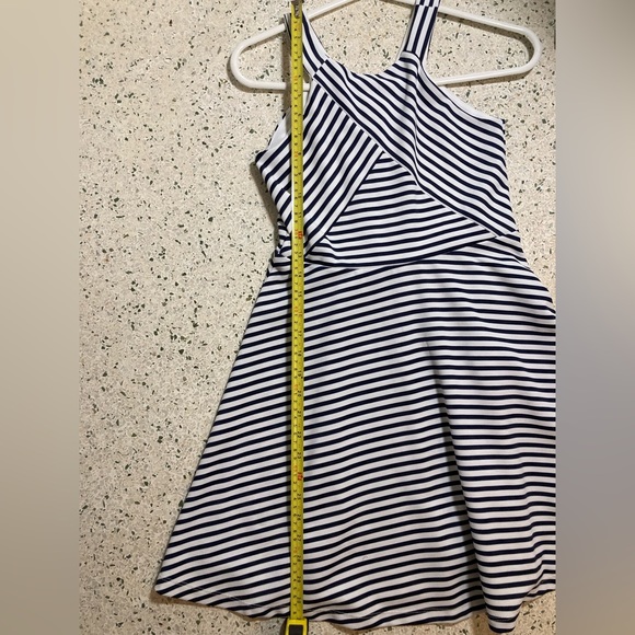 Girls Nordstrom Zunie Navy Blue and White Striped Dress Size 12 Classic - Picture 9 of 12
